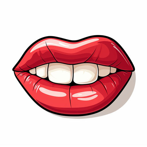 Cartoon mouth png in the minimalist style, on white background
