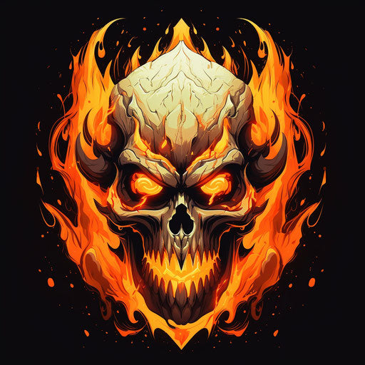 Flaming devil skull tattoo design