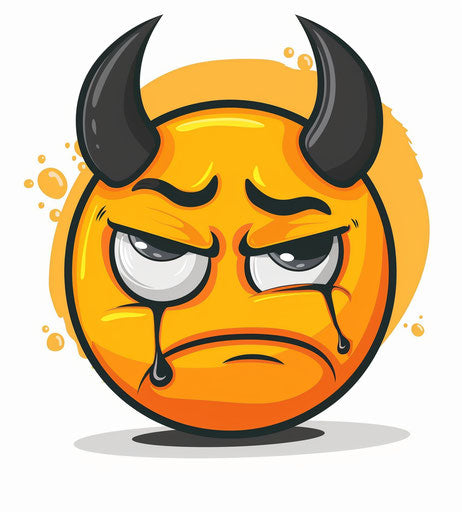 Crying smily face in cartoon style on white background