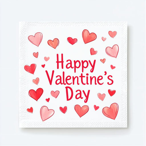 Happy Valentine's Day with red and pink hearts