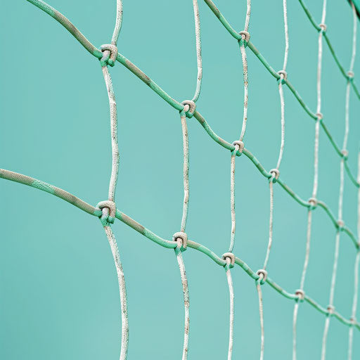 Realistic volleyball net on serene aqua background