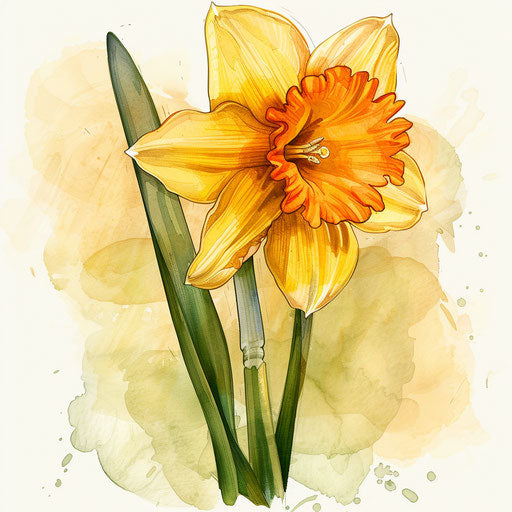 Watercolor daffodil tattoo for March birth flower