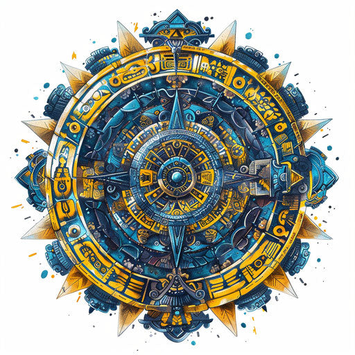 Vibrant Mayan calendar tattoo design
