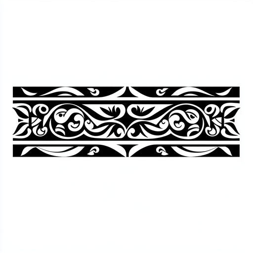 Tribal armband tattoo in clipart style with Maori patterns