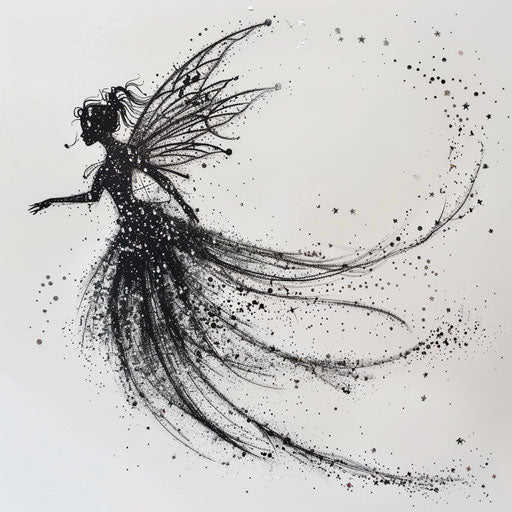 Illustration of a pixie dust fairy on white canvas