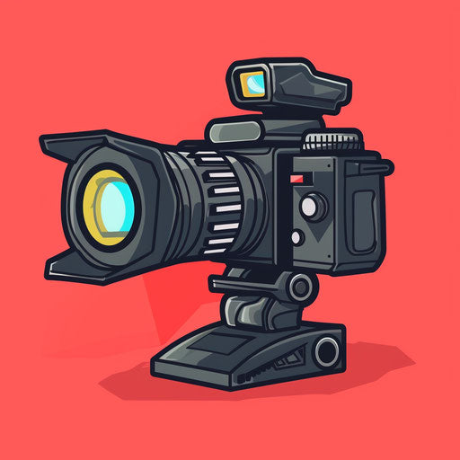 Realistic video camera clipart with random flat background