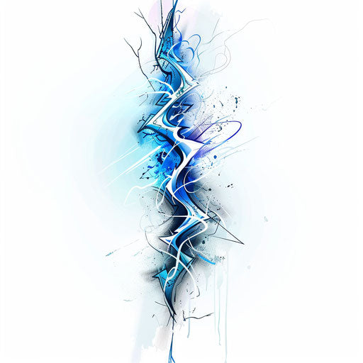 Zigzagging thunderbolt with blue-white gradient in clipart