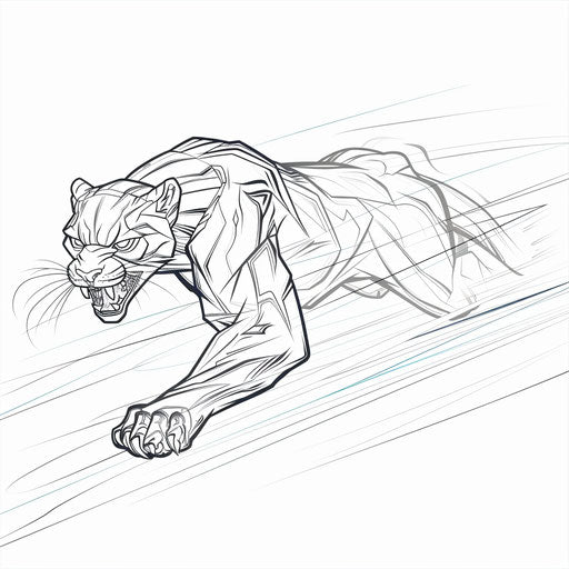 Black panther on the run with speed lines