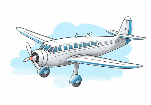 Little airplane coloring page, rounded style