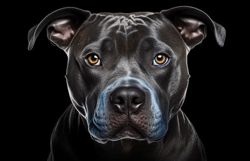 Pit bull breed, dark blue and gray style, anemoiacore, exaggerated features, high-quality photo 17:11
