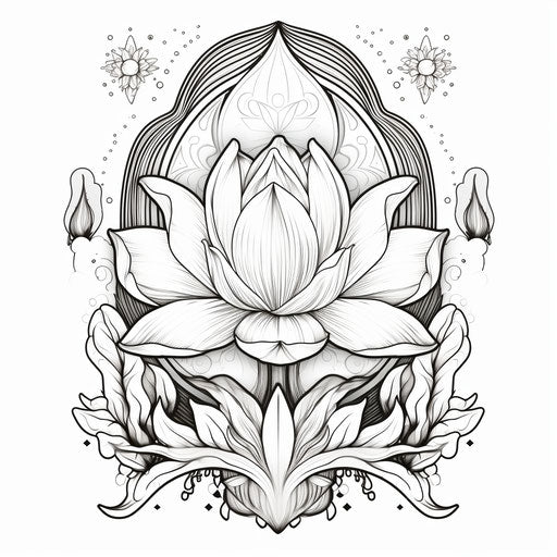 Moon tulip lotus tarot symbol coloring ornamental details