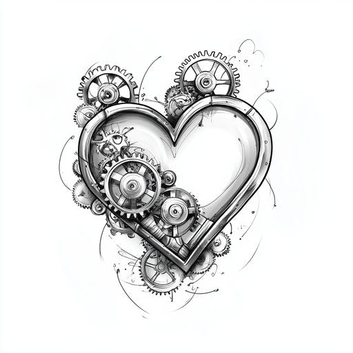 Vintage heart tattoo on hand in steampunk style