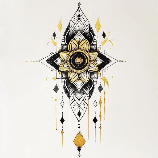 Beautiful flat tattoo sketch with geometric mandala