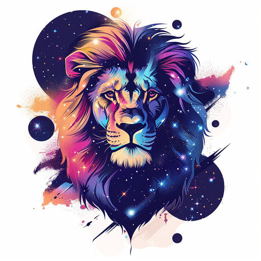 Cosmic tattoo sketch of the Lion of Judah in starry sky