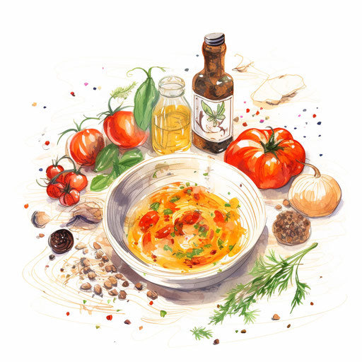 Recipe clipart in the style of Impressionistic Art