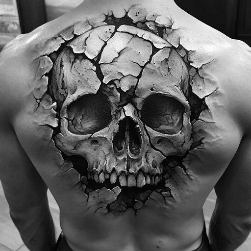 Skull tattoos for men depicting a skull crumbling into dust
