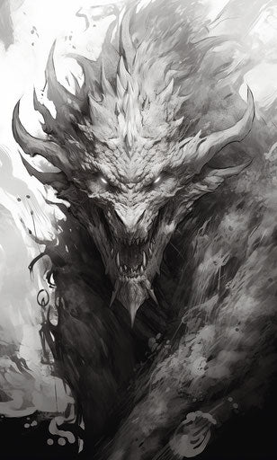 Black and white monster drawing