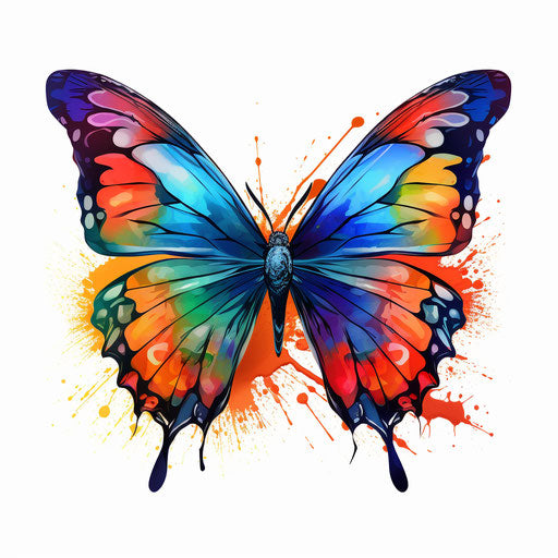 Butterfly clipart png in the style of Oil painting, on a white background