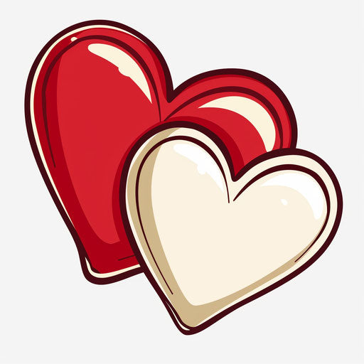 Red heart with two white hearts, charming anime style