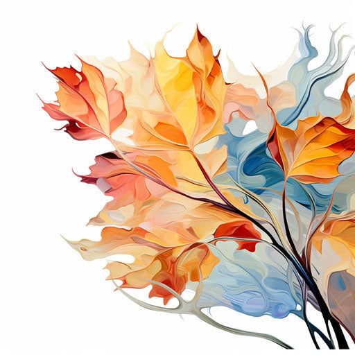 Impressionistic Art leaf border clipart on white background