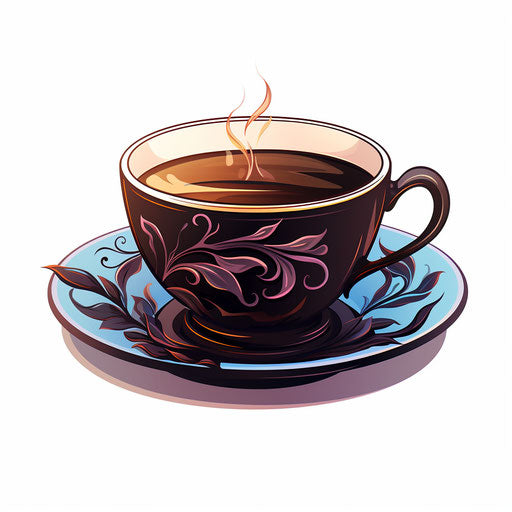 Tea cup in Chiaroscuro Art style on white background