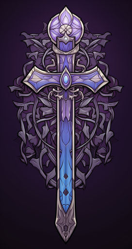 Sword Hearts Tattoo, Stained Glass Style, Realistic Palette