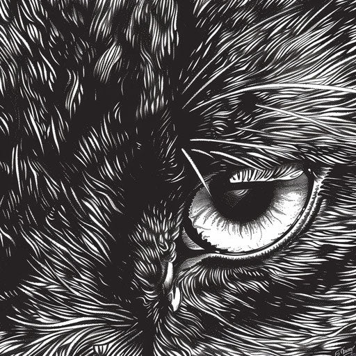 Intense gaze of a black panther's fur