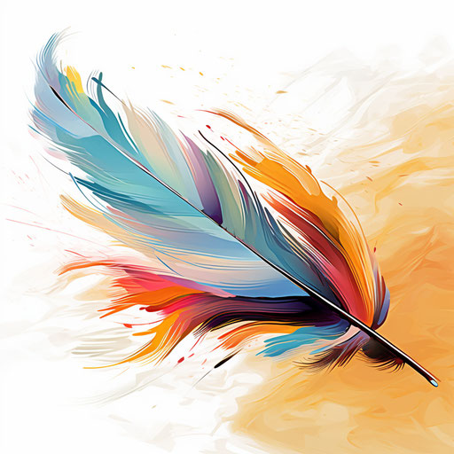 Feather clipart in the style of Impressionistic Art, on white background