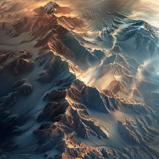 Aerial view of Shasta Mountain, capturing its intricate patterns
