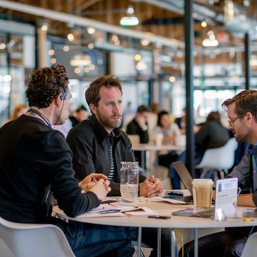 Exchange of ideas at a tech hackathon