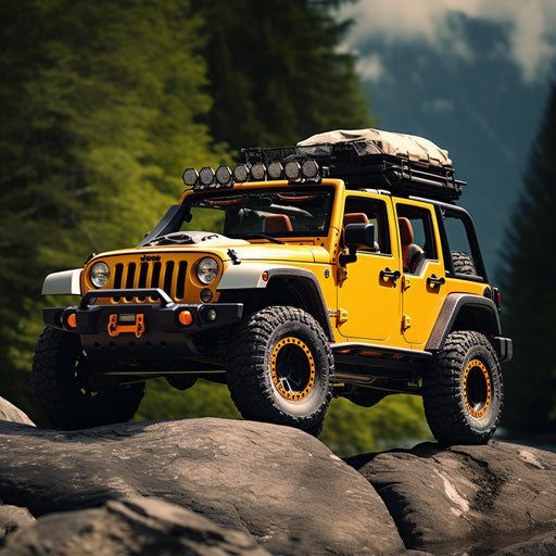 Classic convertible Jeep Wrangler with top down