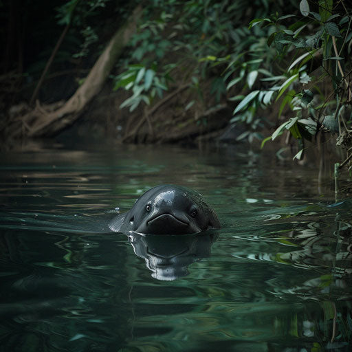 River dolphin curiously approaching the surface