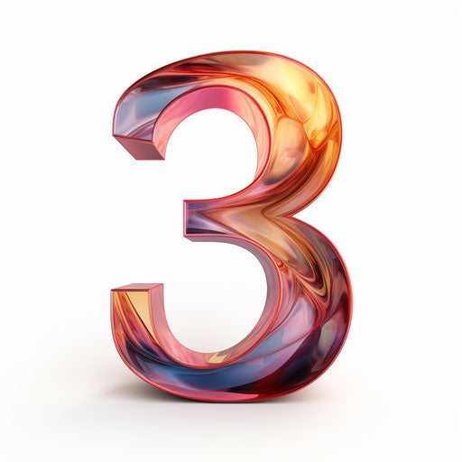 Number 3 in Chiaroscuro Art style, on white background