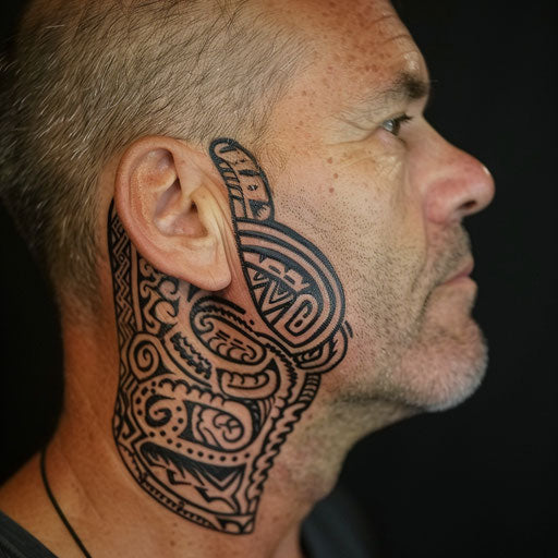 Small intricate tribal design along the jawline