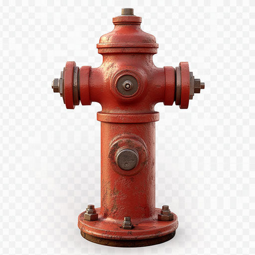 3D fire hydrant on white background, realistic style