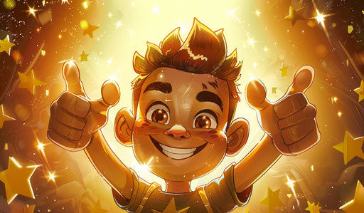 Cartoon star with two thumbs up