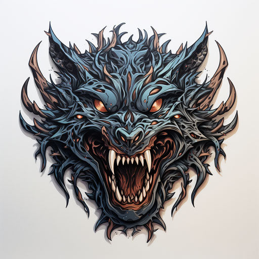 Black animal paw print with claws, Dan Mumford style