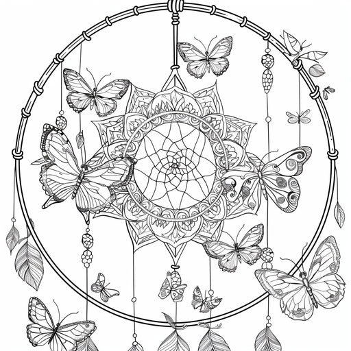 Dream catcher adorned with butterflies and delicate lace