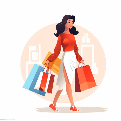 Minimalist shopping clipart on white background