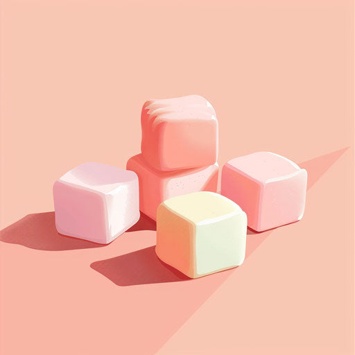 Realistic sugar illustration on pastel peach background