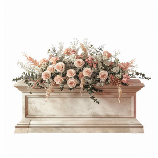 Realistic funeral clipart on flat white background