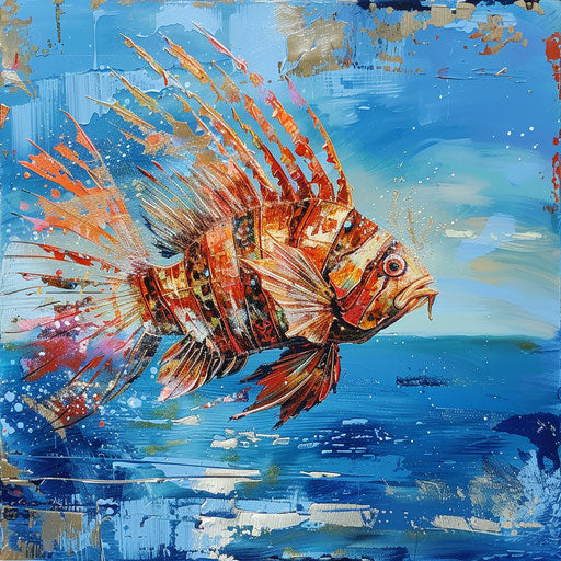 Lion fish with a vast ocean backdrop