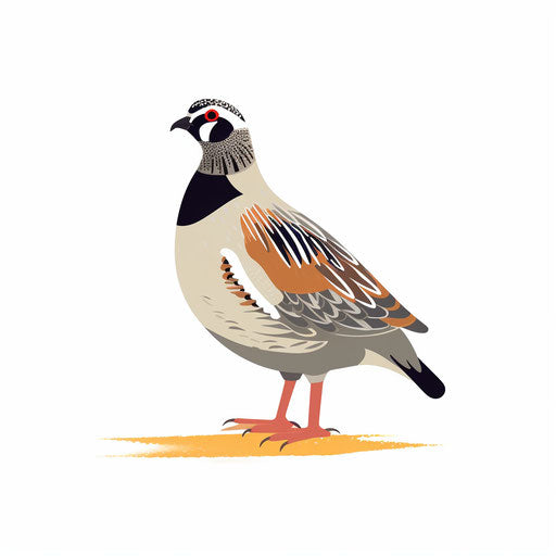 Quail illustration in minimalist style, on white background