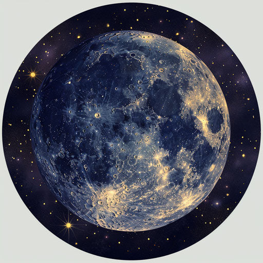 Moon and stars clipart with flat random background
