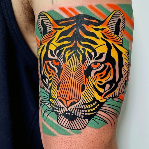 Neon tiger with yellow and orange stripes