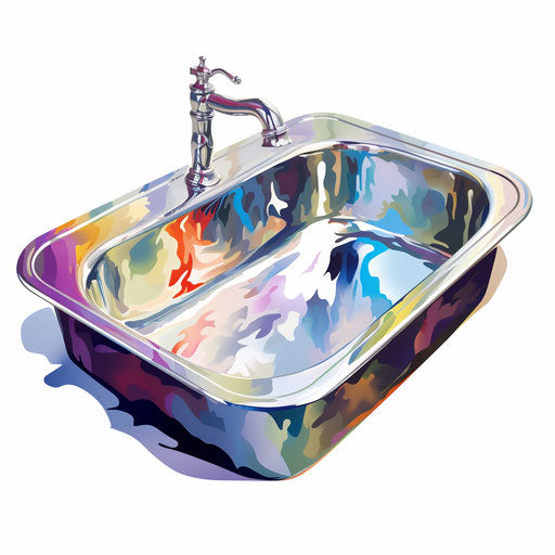 Impressionistic Art depiction of sink clipart on white backdrop