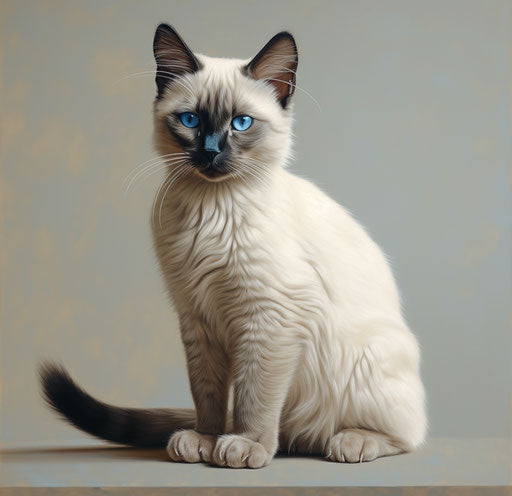 An American cat with black tail and blue eye