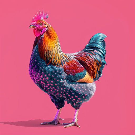 Chicken Clipart on Bright Magenta Background