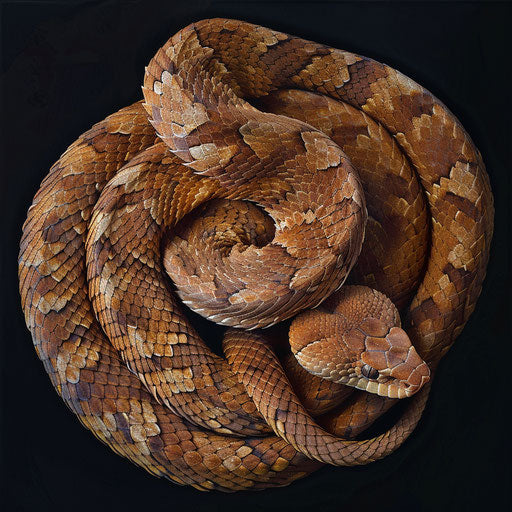 Copperhead snake in defensive posture