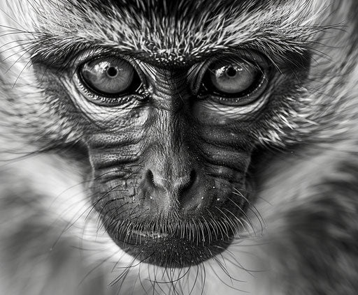 Black and White Closeup of Vervet Monkey in South Africa